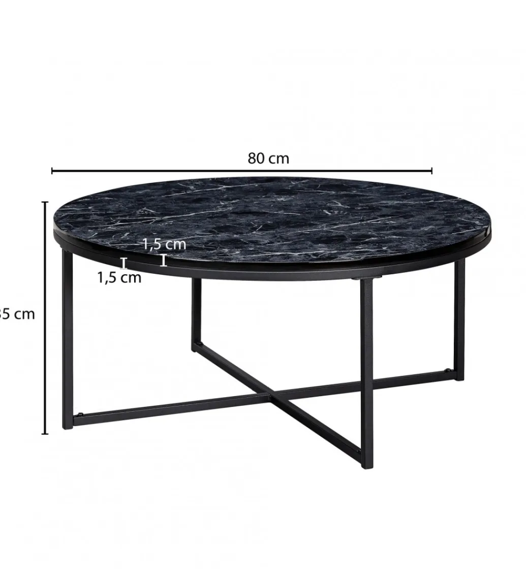 WOHNLING, GERMANY Solik kawowy NIOZOS 80 cm w optyce czarnego marmuru
