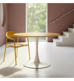 Zona-Design Stół AGARA 100 cm biały naturalny blat