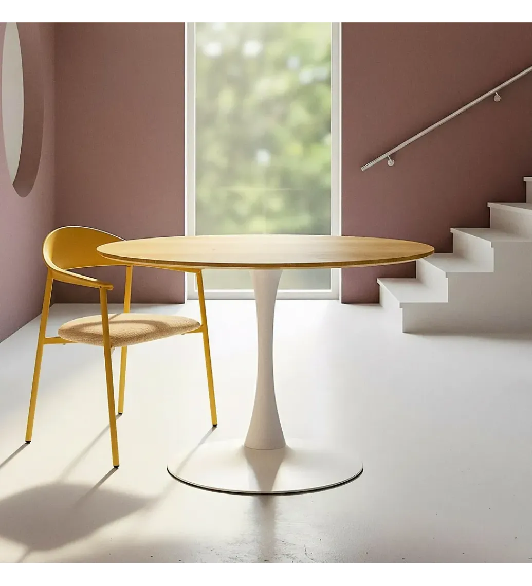 Zona-Design Stół AGARA 100 cm biały naturalny blat