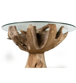 RW Stół AKWABA 80 cm drewno teak szkło