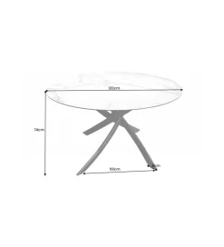 Invicta Interior Stół ARKANSAS 120 cm ceramika w optyce białego marmuru