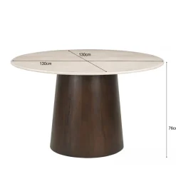 LF-Design Stół Brix Bottecino 130 cm Marmur Drewno mango