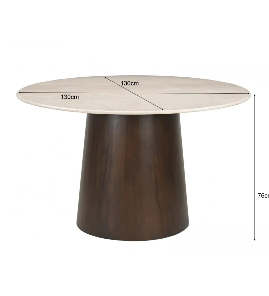 LF-Design Stół Brix Bottecino 130 cm Marmur Drewno mango