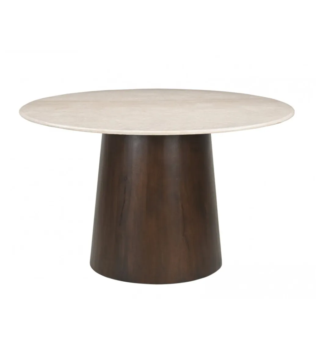 LF-Design Stół Brix Bottecino 130 cm Marmur Drewno mango