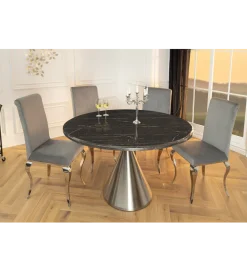 Invicta Interior Stół ELEGANCIA 130 cm w optyce czarnego marmuru