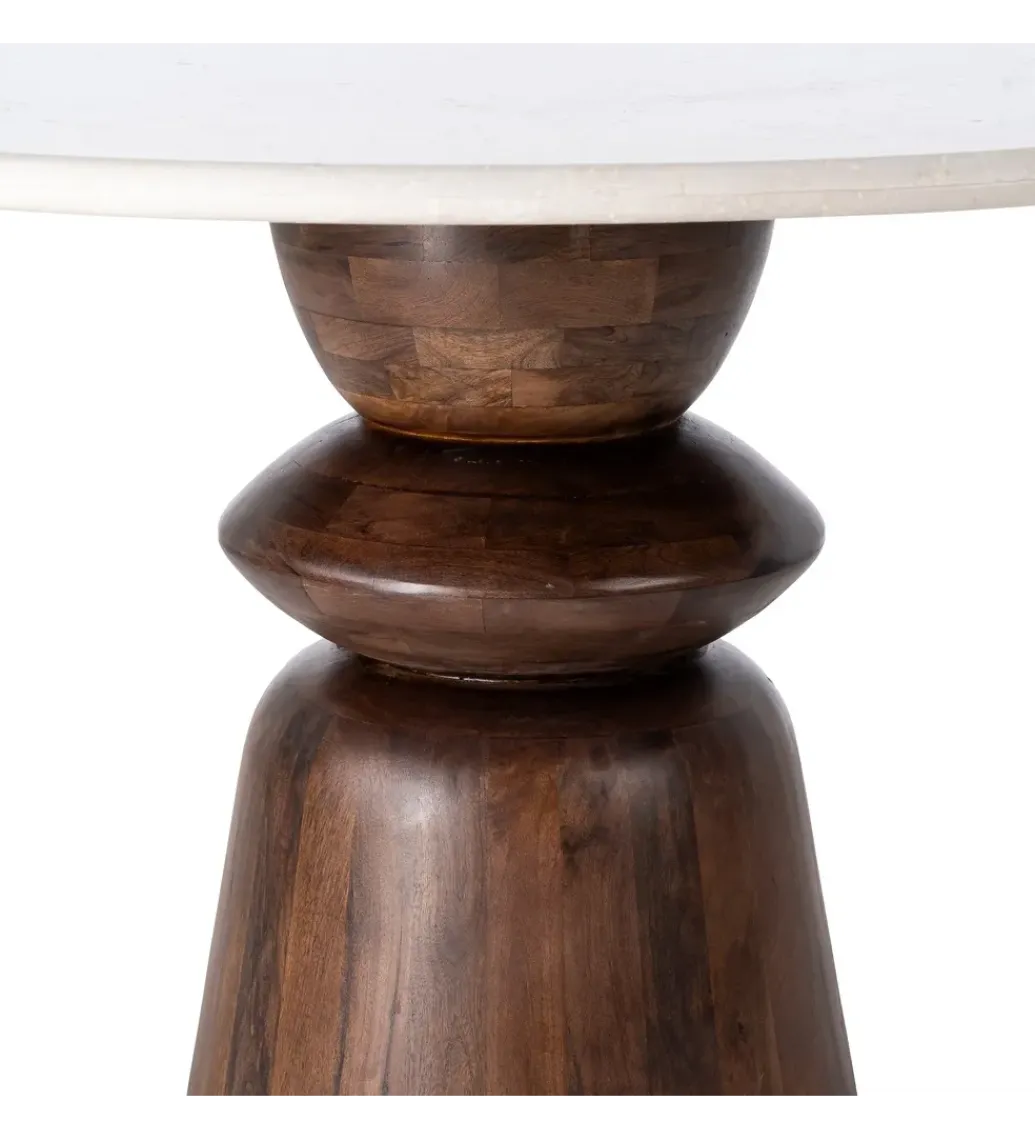 Zona-Design Stół GEHART 120 cm brązowy marmur drewno mango