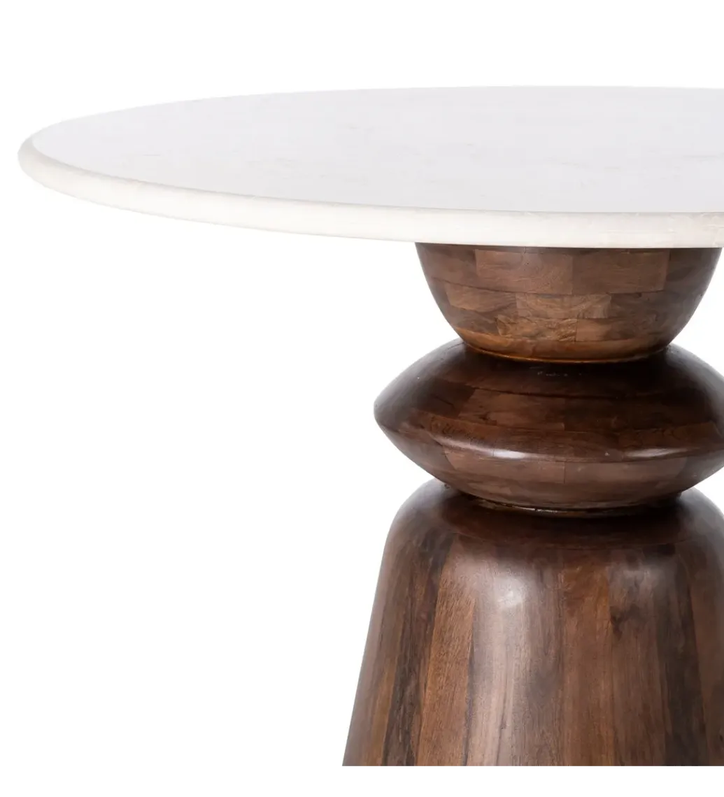 Zona-Design Stół GEHART 120 cm brązowy marmur drewno mango