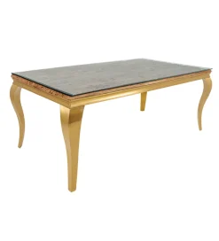 Invicta Interior Stół jadalny MODERN BAROCK BARRACUDA 200 cm złoty szklany blat BEZ blatu tekowego