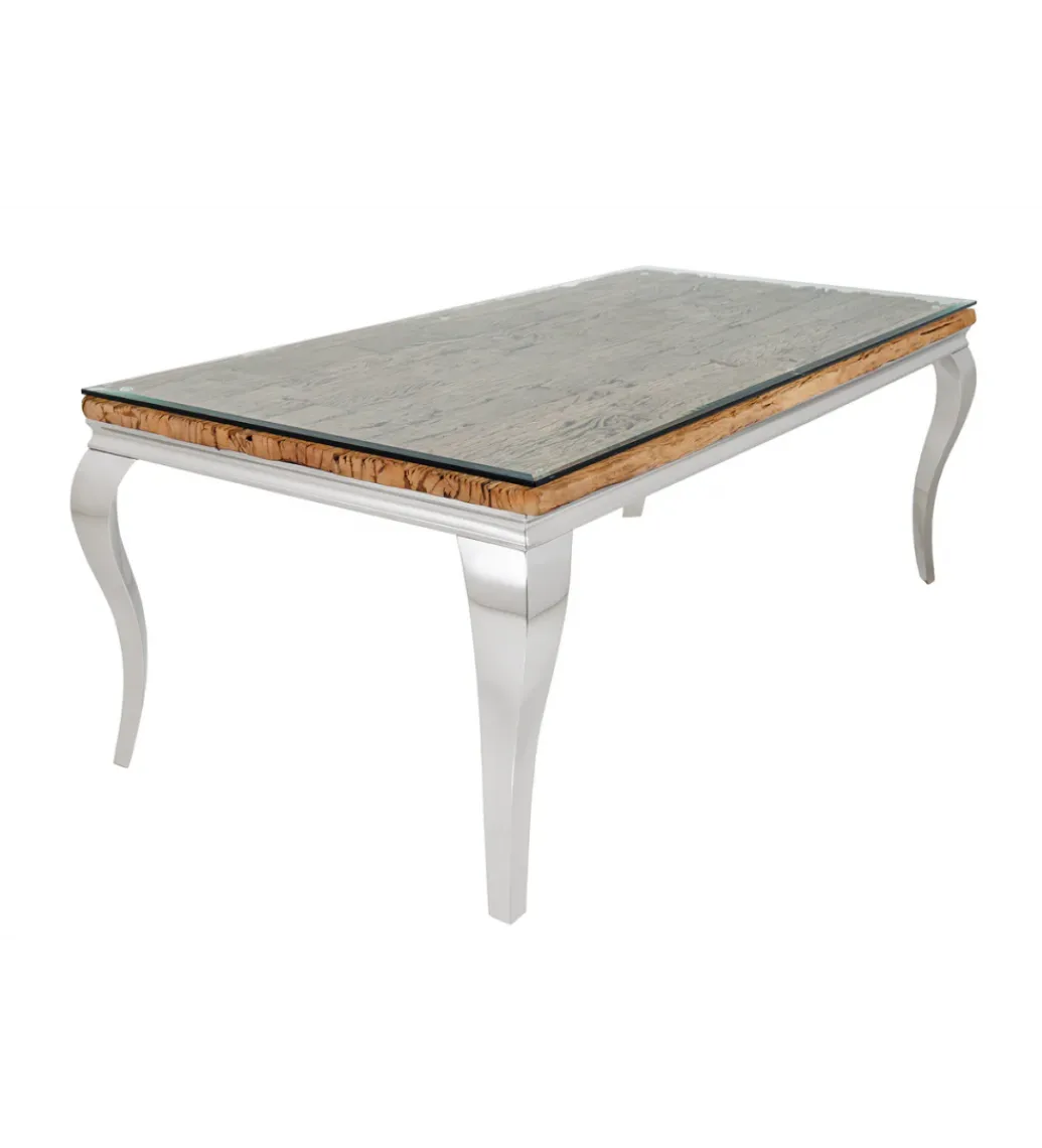 Invicta Interior Stół MODERN BAROCK BARRACUDA 200 cm chromowany szklany blat BEZ blatu tekowego