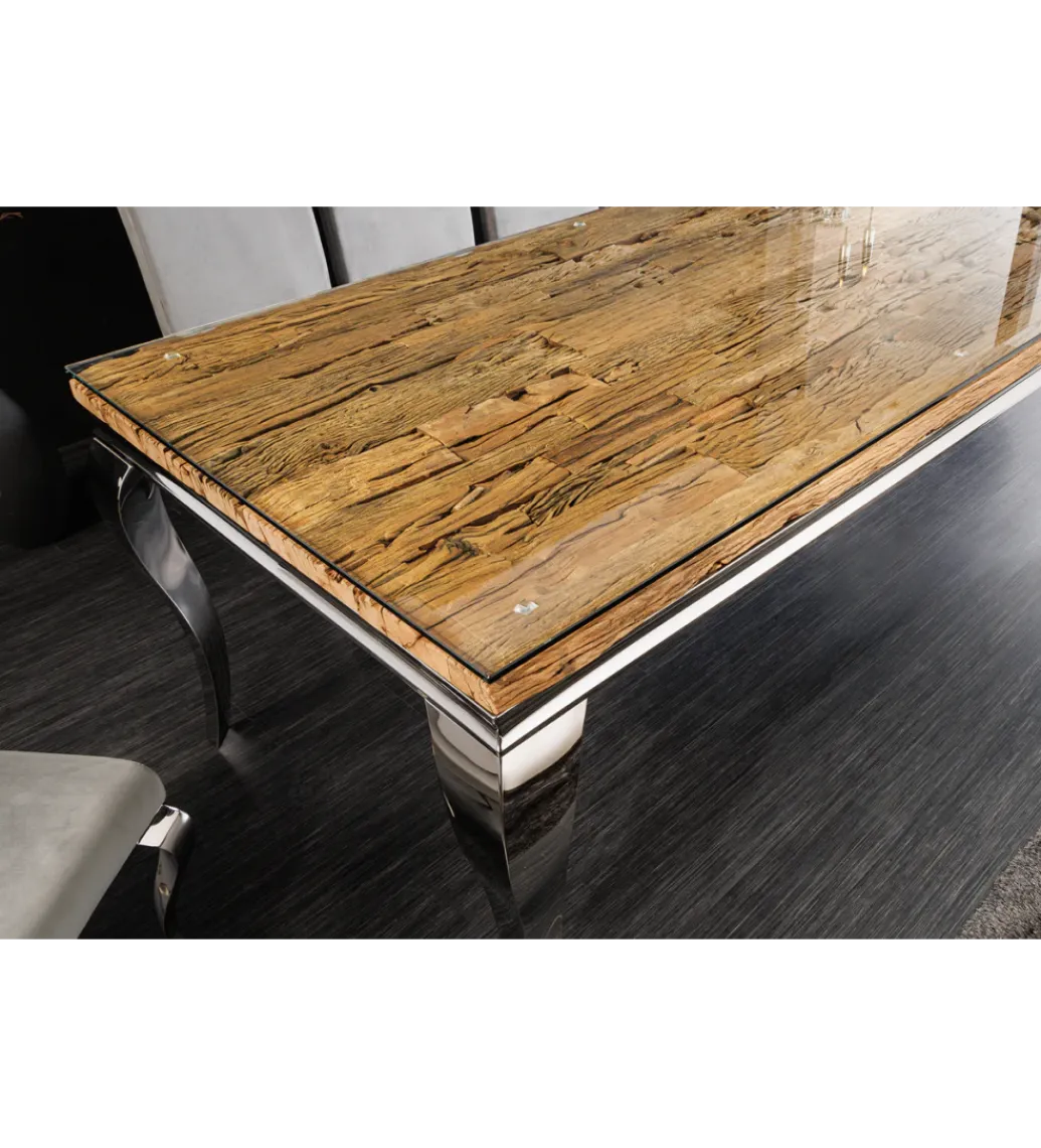 Invicta Interior Stół MODERN BAROCK BARRACUDA 200 cm chromowany szklany blat BEZ blatu tekowego