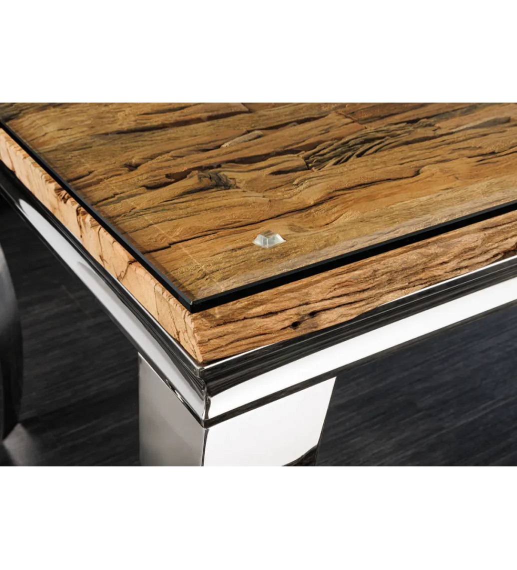 Invicta Interior Stół MODERN BAROCK BARRACUDA 200 cm chromowany szklany blat BEZ blatu tekowego