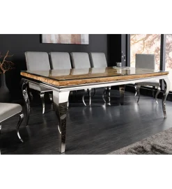 Invicta Interior Stół MODERN BAROCK BARRACUDA 200 cm chromowany szklany blat BEZ blatu tekowego