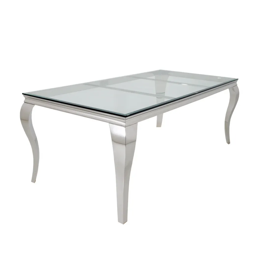 Invicta Interior Stół MODERN BAROCK BARRACUDA 200 cm chromowany szklany blat BEZ blatu tekowego