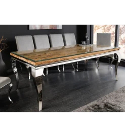 Invicta Interior Stół MODERN BAROCK BARRACUDA 200 cm chromowany szklany blat BEZ blatu tekowego