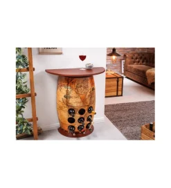 Invicta Interior Stojak na wino GLOBE 75 cm drewno sosna