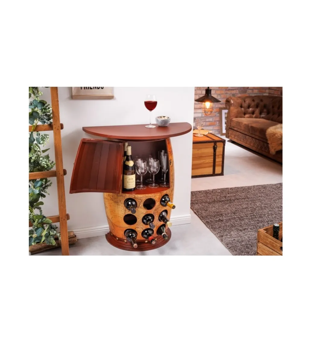 Invicta Interior Stojak na wino GLOBE 75 cm drewno sosna