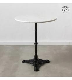 Zona-Design Stół okrągły AUESON 60 cm czarny blat w optyce marmuru
