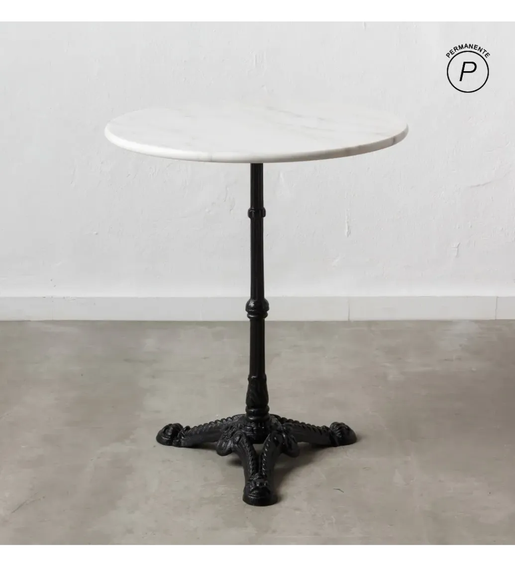 Zona-Design Stół okrągły AUESON 60 cm czarny blat w optyce marmuru
