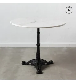 Zona-Design Stół okrągły AUESON 80 cm czarny blat w optyce marmuru