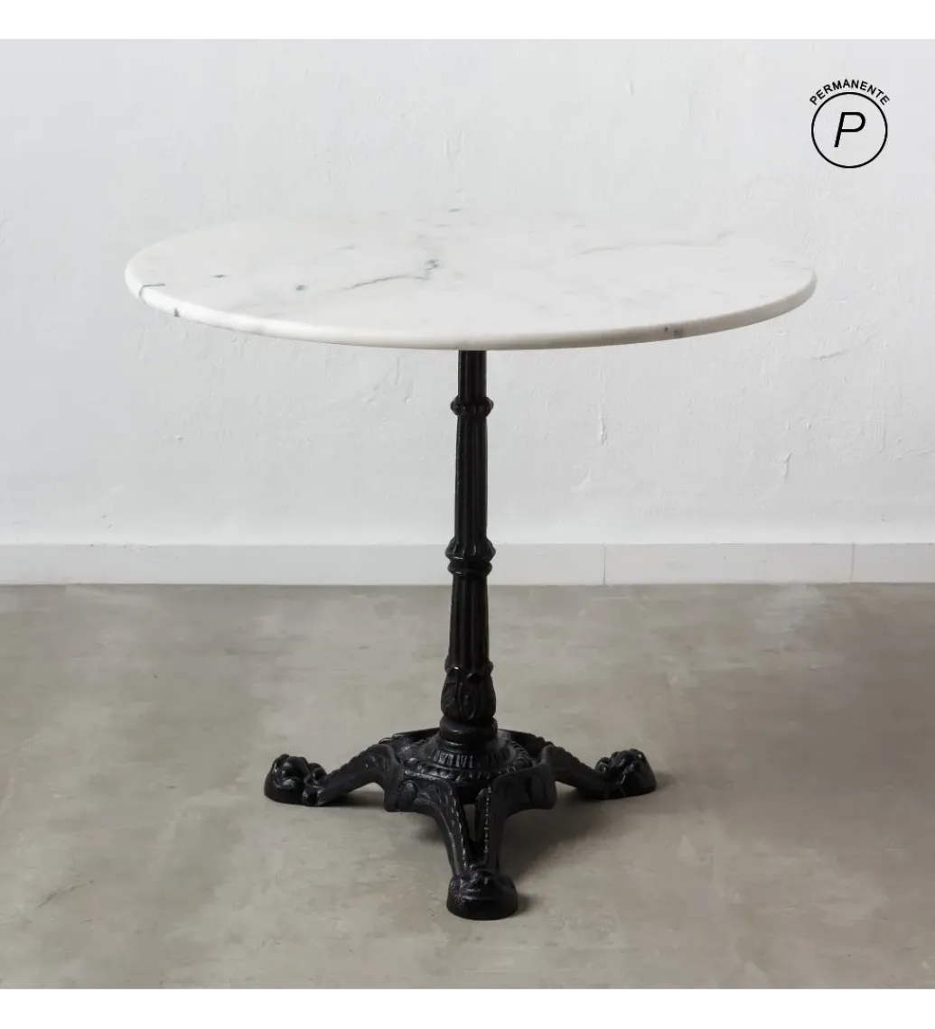 Zona-Design Stół okrągły AUESON 80 cm czarny blat w optyce marmuru