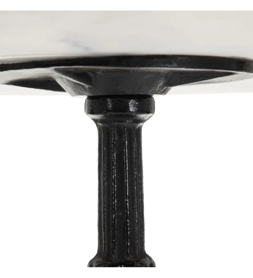 Zona-Design Stół okrągły AUESON 80 cm czarny blat w optyce marmuru