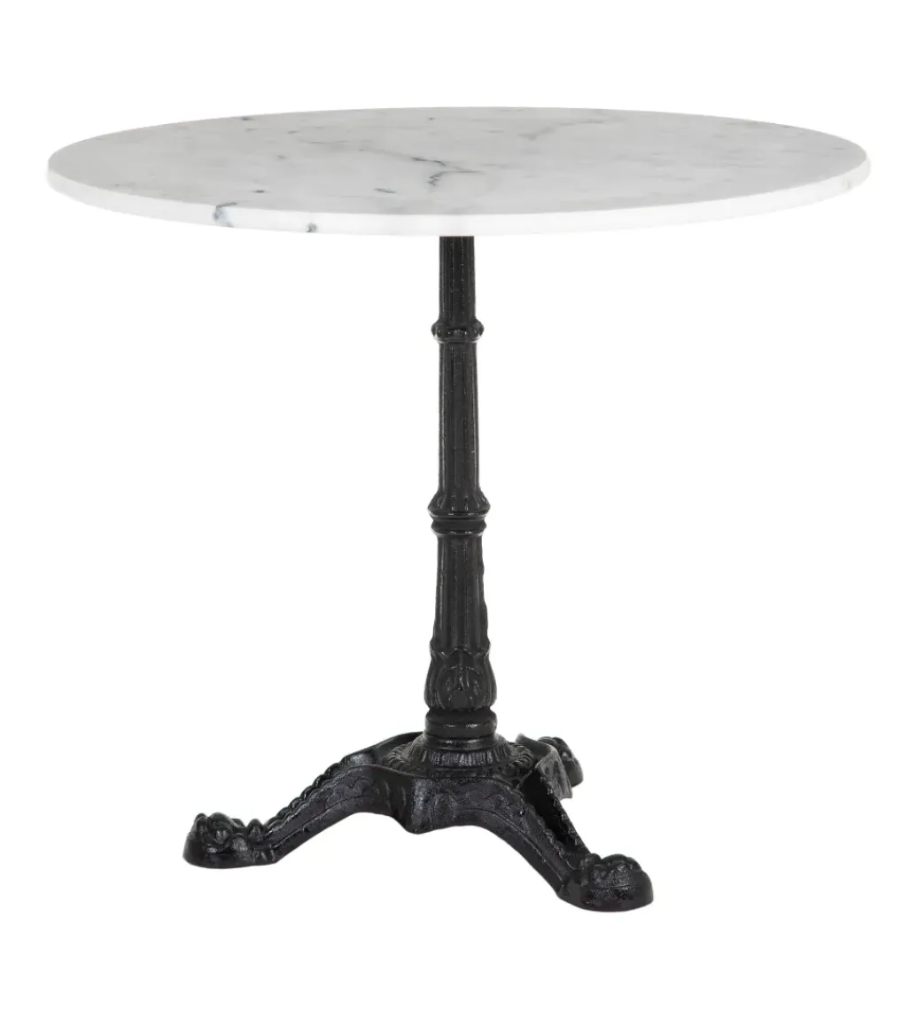 Zona-Design Stół okrągły AUESON 80 cm czarny blat w optyce marmuru