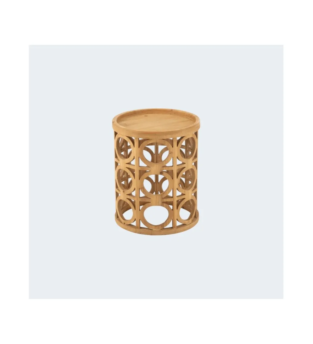 J-Line Stolik CARVI 40 cm drewno jodła naturalny