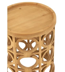 J-Line Stolik CARVI 40 cm drewno jodła naturalny