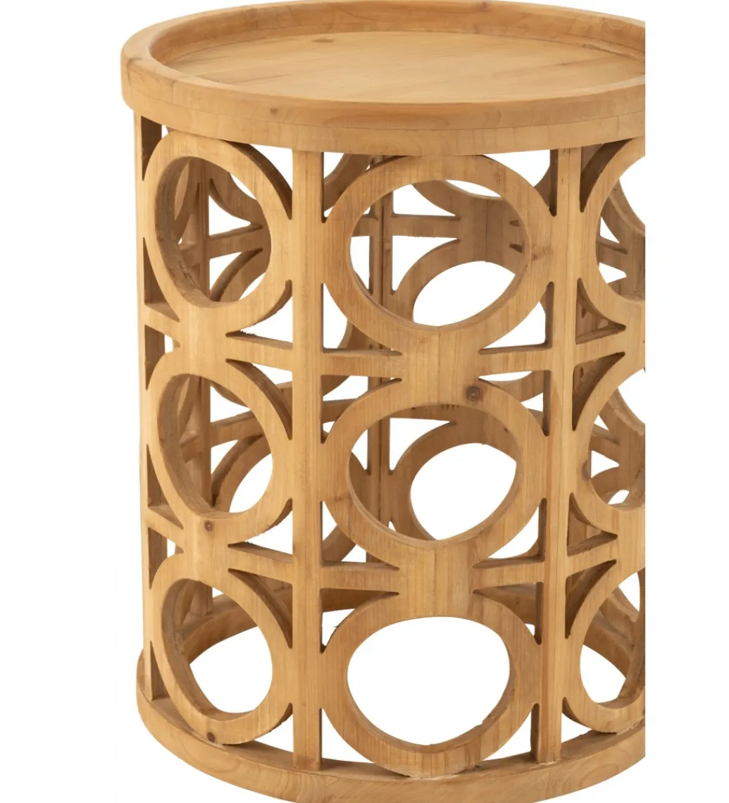 J-Line Stolik CARVI 40 cm drewno jodła naturalny