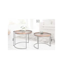 Invicta Interior Stolik FINICE kawowy Makassar set 2 drewno akacja