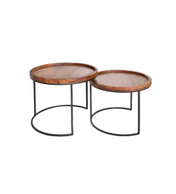 Invicta Interior Stolik FINICE kawowy Makassar set 2 drewno akacja