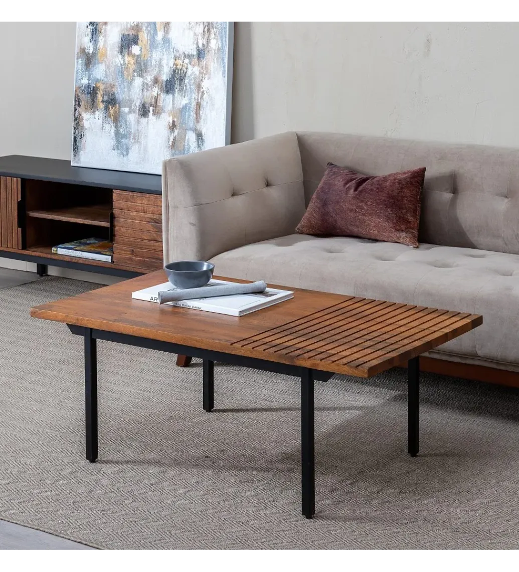Zona-Design Stolik kawowy ABNER 110 cm drewno mango Brązowa