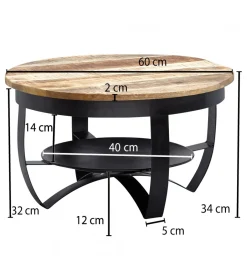 WOHNLING, GERMANY Stolik kawowy AFLAN 60 cm drewno mango