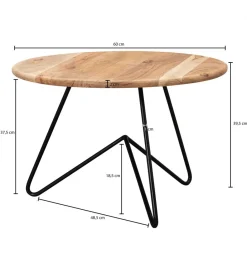 WOHNLING, GERMANY Stolik kawowy AGRI 60 cm drewno akacja