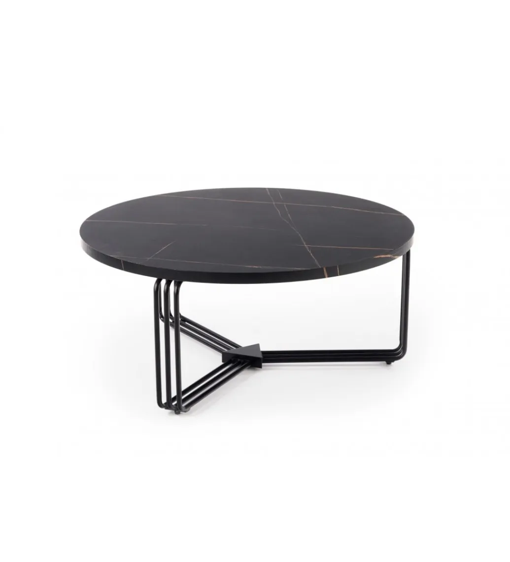 Halmar Stolik kawowy ANTICA 80 cm w optyce czarnego marmuru