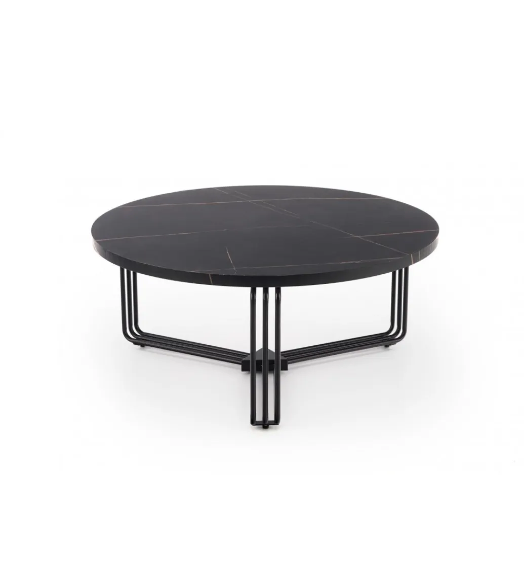 Halmar Stolik kawowy ANTICA 80 cm w optyce czarnego marmuru