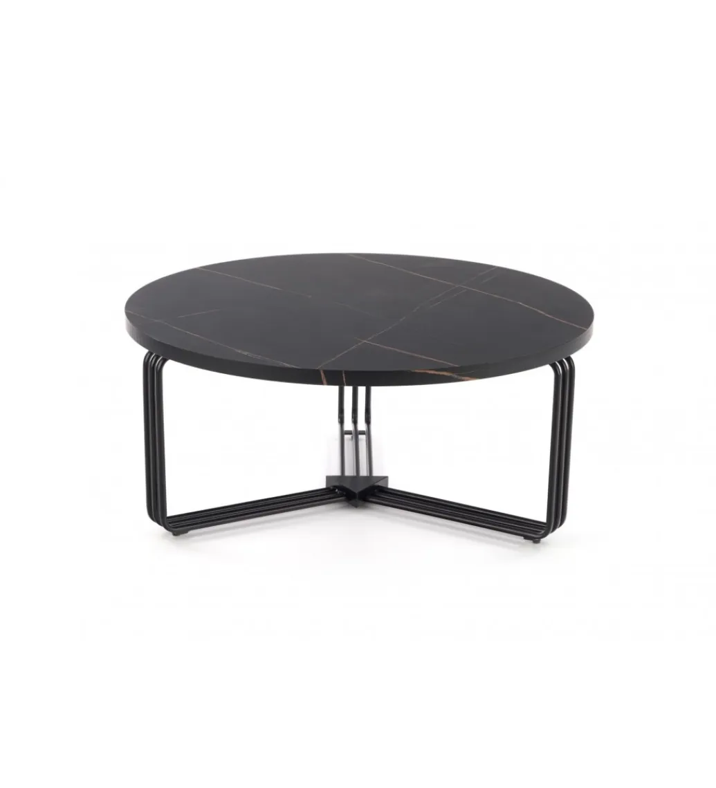 Halmar Stolik kawowy ANTICA 80 cm w optyce czarnego marmuru