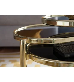 WOHNLING, GERMANY Stolik kawowy ART DECO 58 cm - 139 cm czarno złoty
