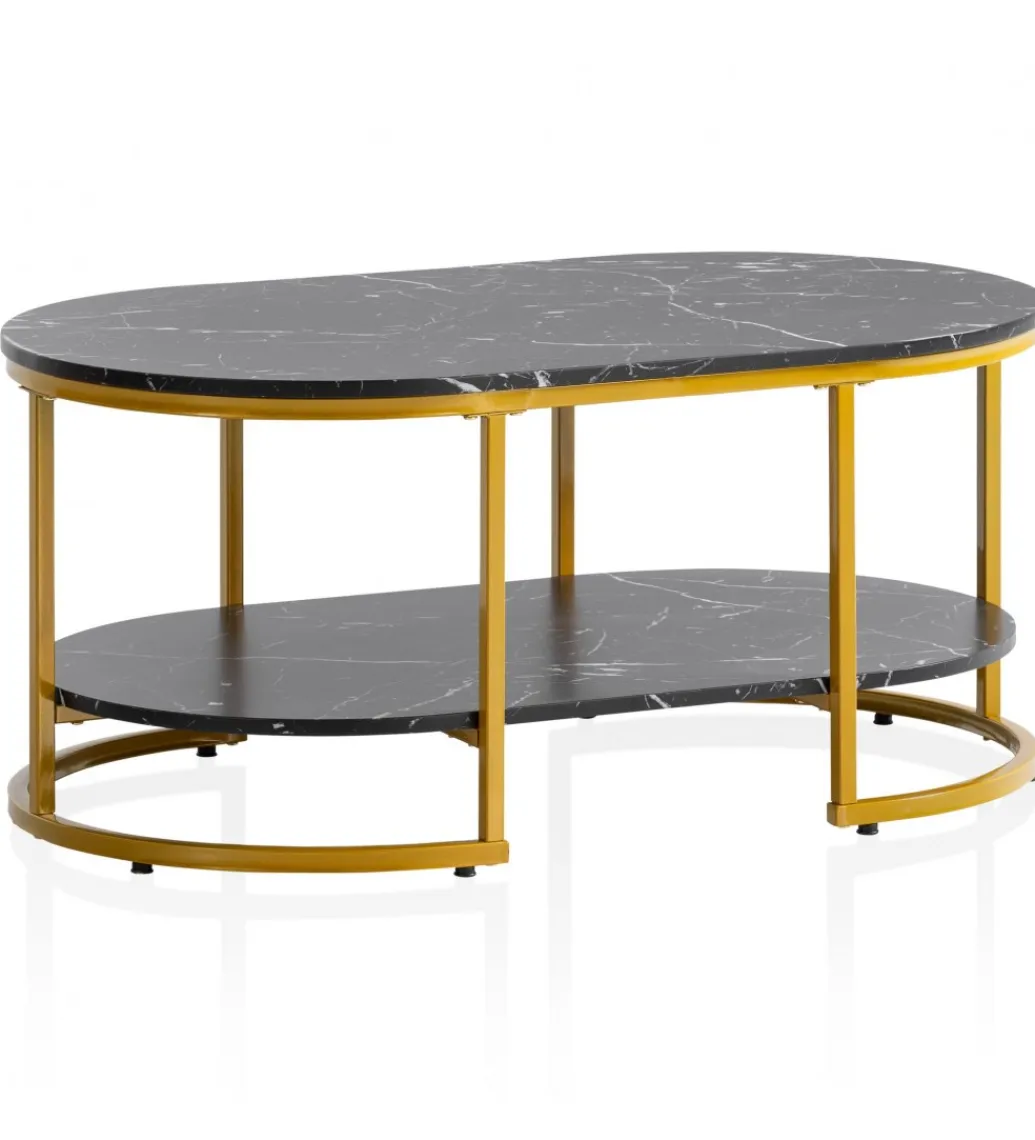 WOHNLING, GERMANY Stolik kawowy ARTIM 100 cm w optyce czarnego marmuru
