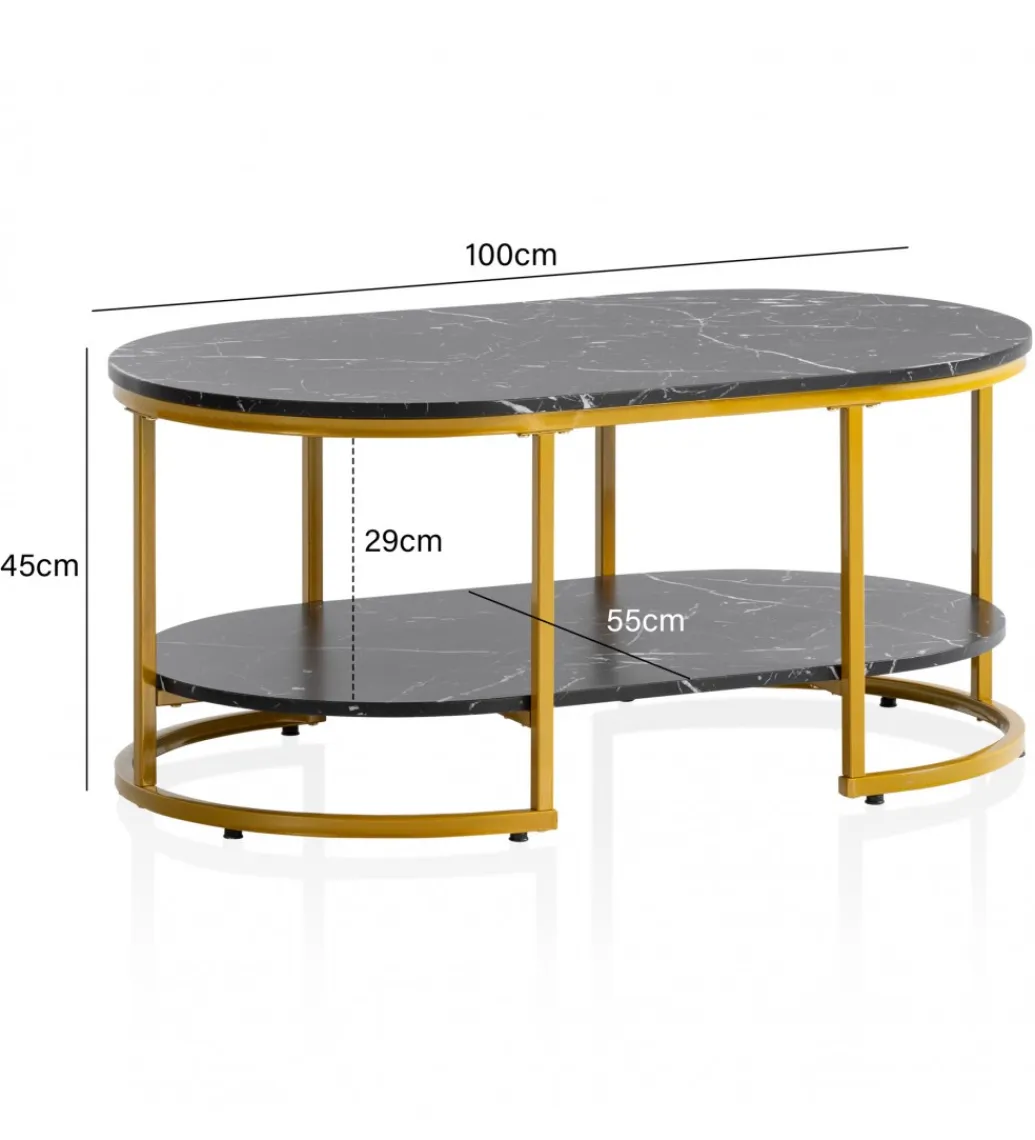 WOHNLING, GERMANY Stolik kawowy ARTIM 100 cm w optyce czarnego marmuru
