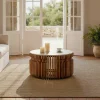Zona-Design Stolik kawowy BADET 80 cm drewno mango marmur