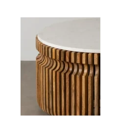 Zona-Design Stolik kawowy BADET 80 cm drewno mango marmur
