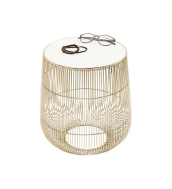 KARE Stolik kawowy BEAM 32 cm biały marmur brąz