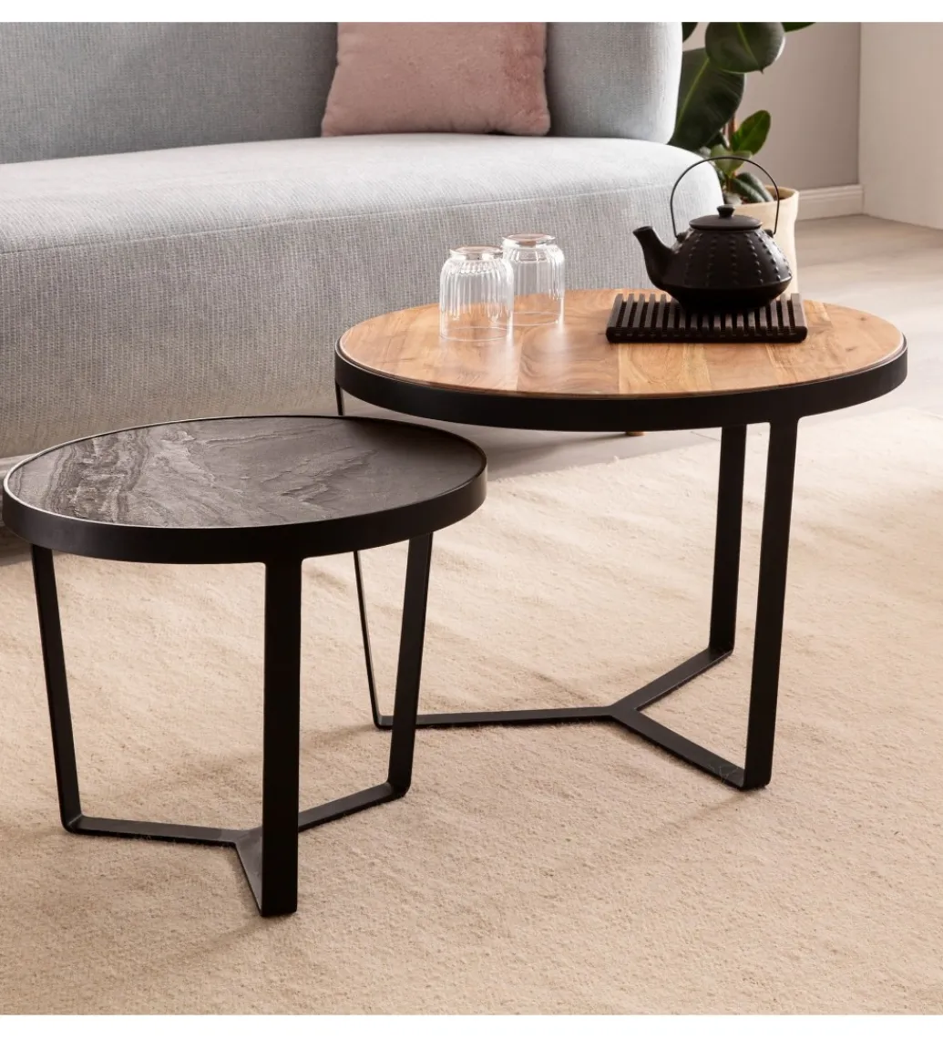 WOHNLING, GERMANY Stolik kawowy BIHAR set 2 drewno akacja