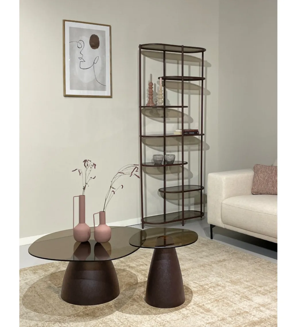 LF-Design Stolik kawowy boczny BRIX MYLON 50 cm burgundowy szklany