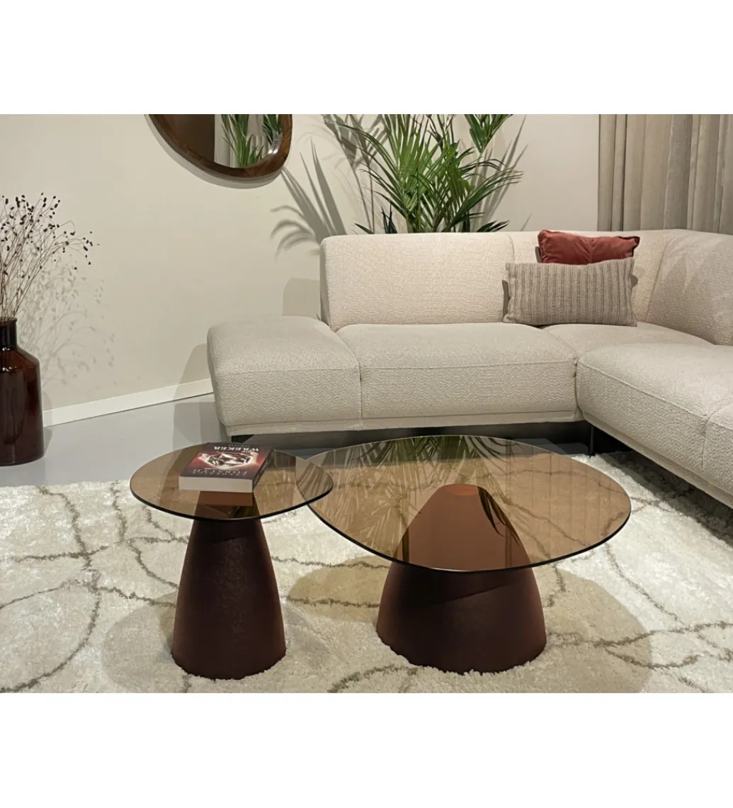 LF-Design Stolik kawowy boczny BRIX MYLON 50 cm burgundowy szklany