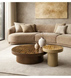 LF-Design Stolik kawowy boczny BRIX TYLO 46 cm brązowy ceramika