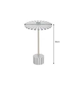 Invicta Interior - przedsprzedaż Stolik kawowy boczny HARMONY NATURE 55 cm czarnobiały złoty