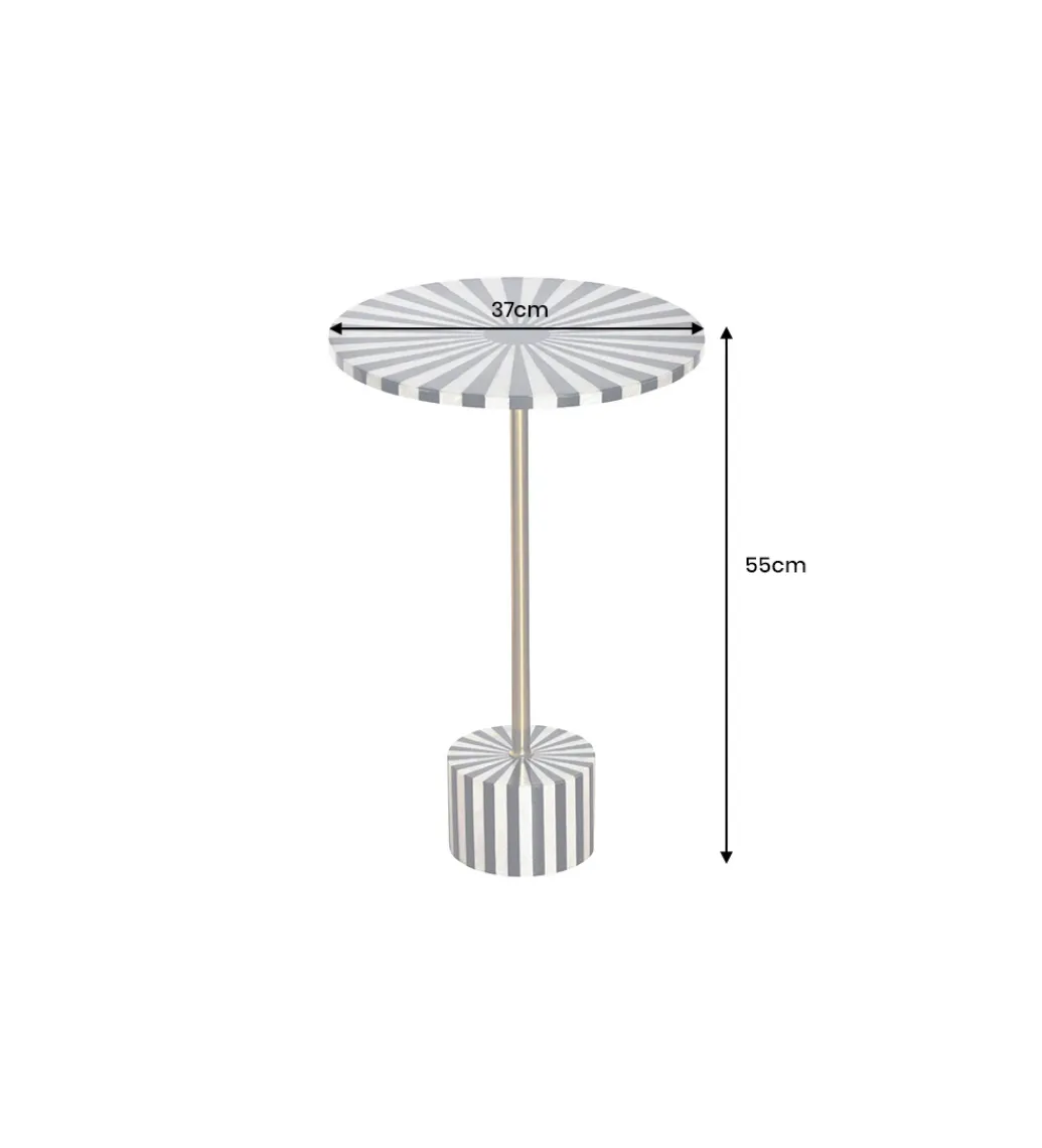 Invicta Interior - przedsprzedaż Stolik kawowy boczny HARMONY NATURE 55 cm czarnobiały złoty
