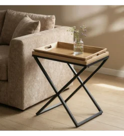 Zona-Design Stolik kawowy boczny RENAKONY 61 cm naturalny czarny